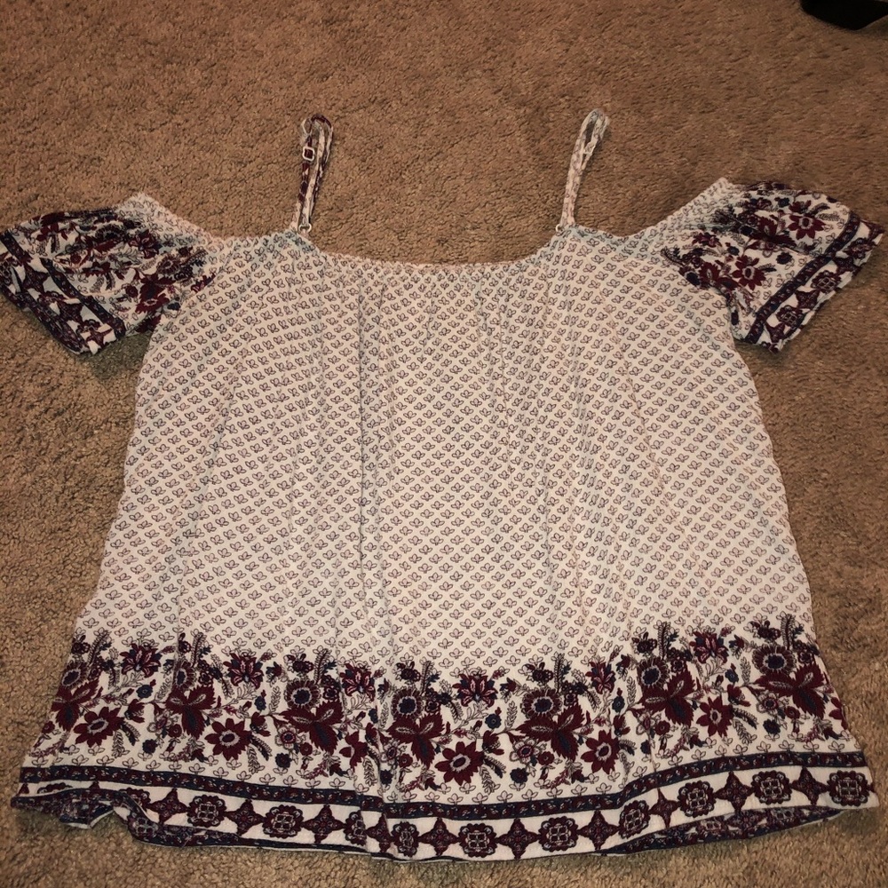 Off the shoulder floral shirt